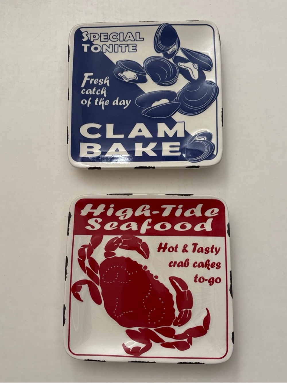 High-Tide Seafood & Clam Bake Decorative Serving Plates - Red and Blue